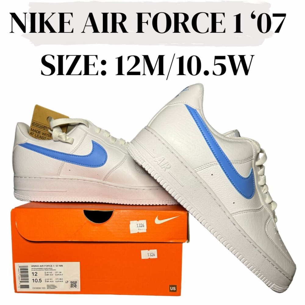 Nike Air Force 1 '07 White University Blue Shoes NEW 12M 10.5W
